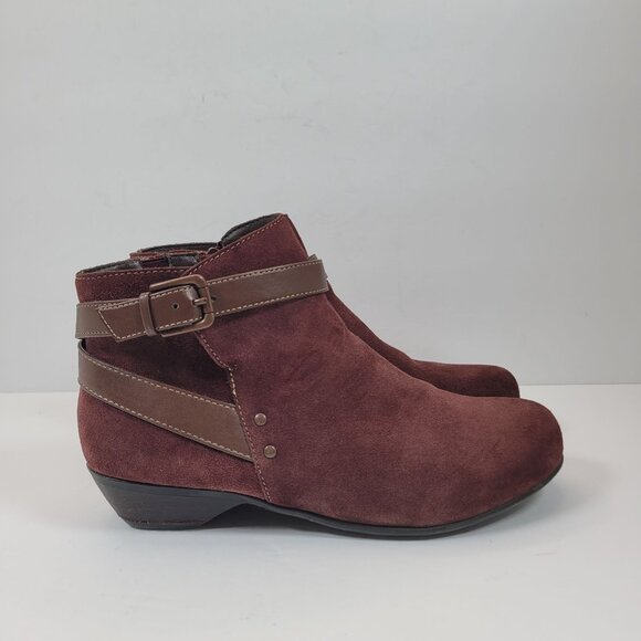 Comfortiva Shoes - Comfortiva Women's Burgundy Ankle Zip Leather Boots 8351622 US Size 7.5W
